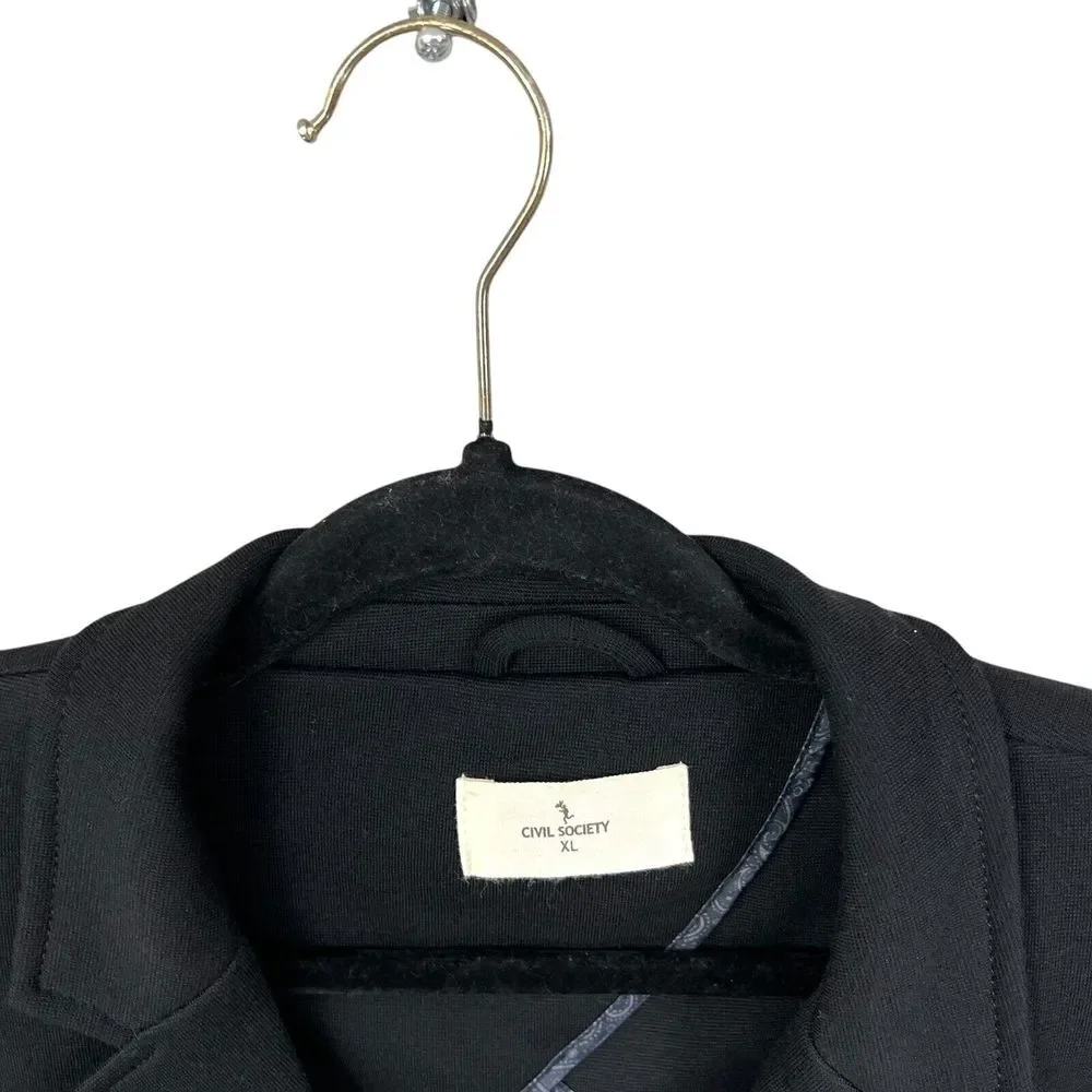 Civil Society Mens Knit Sports‎ Coat Notch Collar Double Vented Pockets Black XL